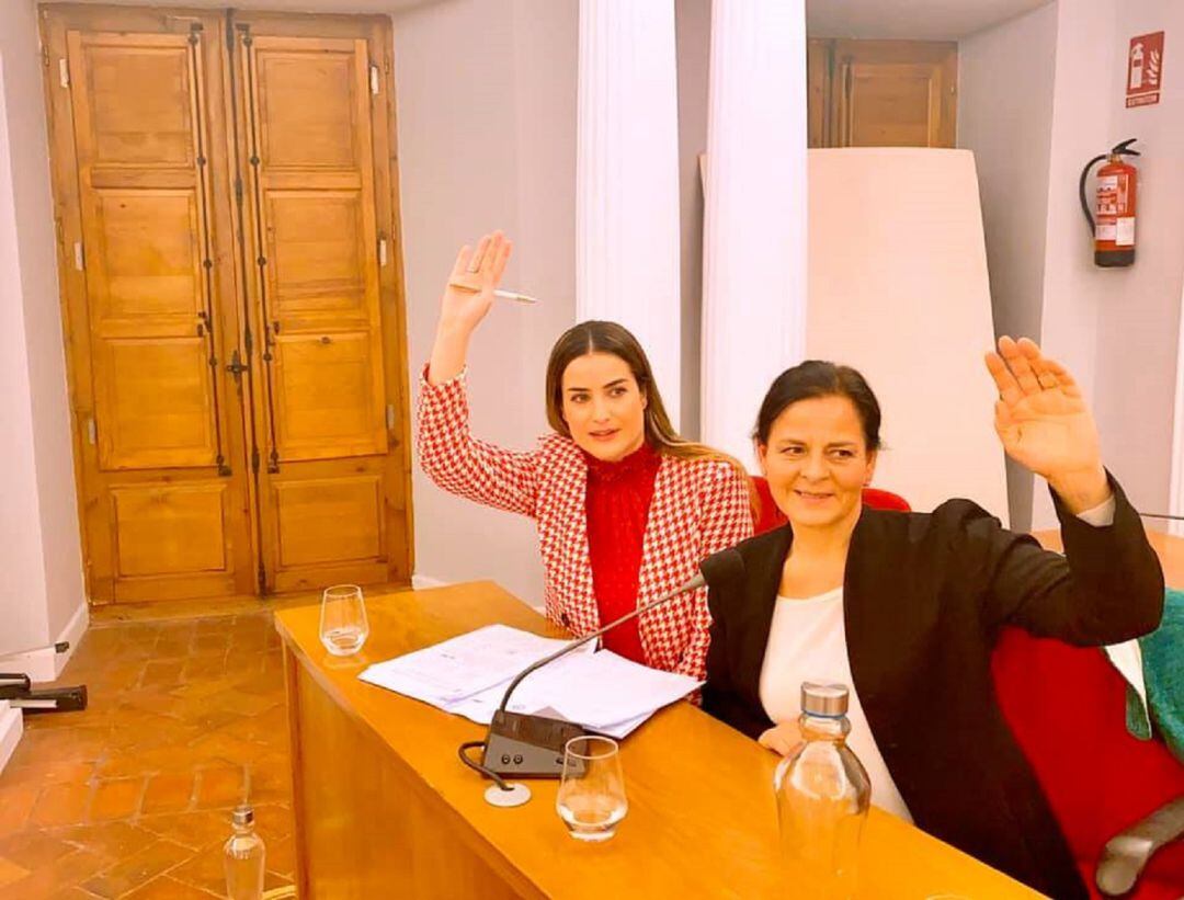 Cristina Blanco y Susana Herrera, representantes de Ciudadanos, en el pleno de enero