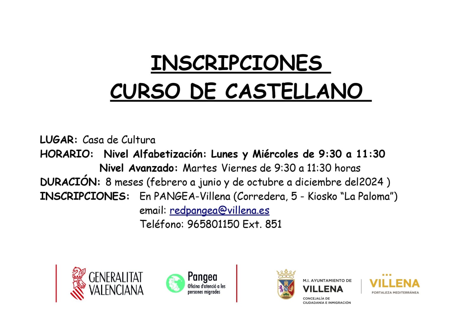 Cartel de los cursos