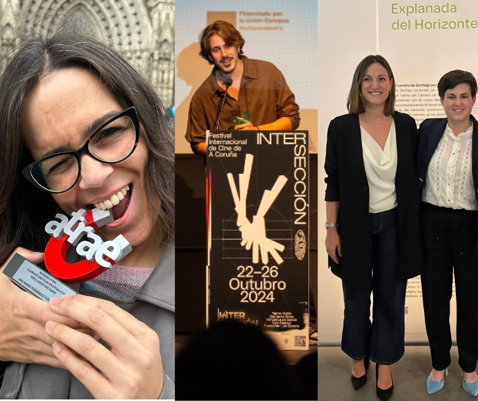 Ana Fernández, Carlos Fer y María Fandiño (junto a Ánxela Fernández), tres talentos del Baixo Miño que han recibido diferentes premios por su trabajo