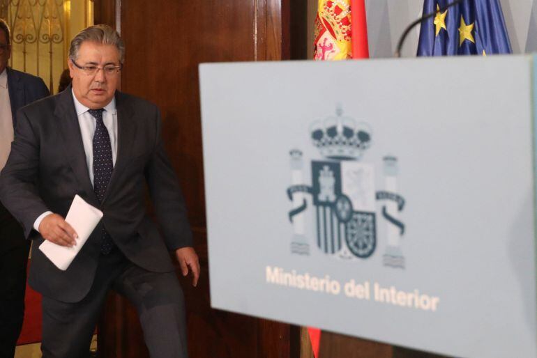 El ministro del Interior, Juan Ignacio Zoido, durante una comparecencia