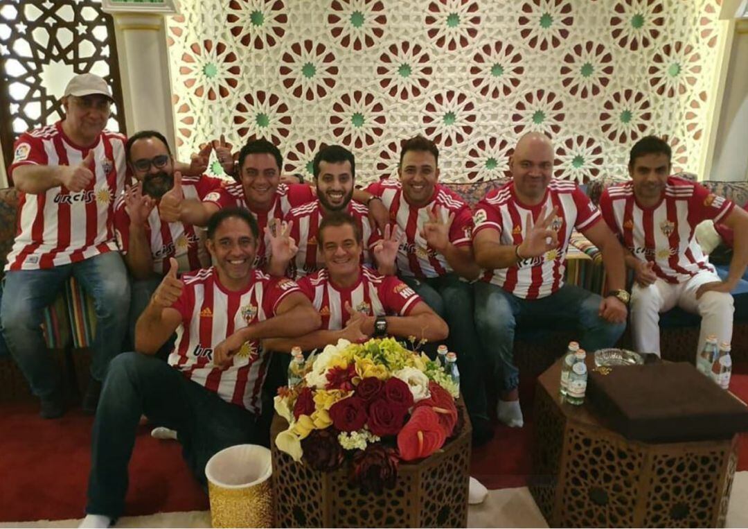 Turki Al-Sheikh celebrando la victoria del Almería.