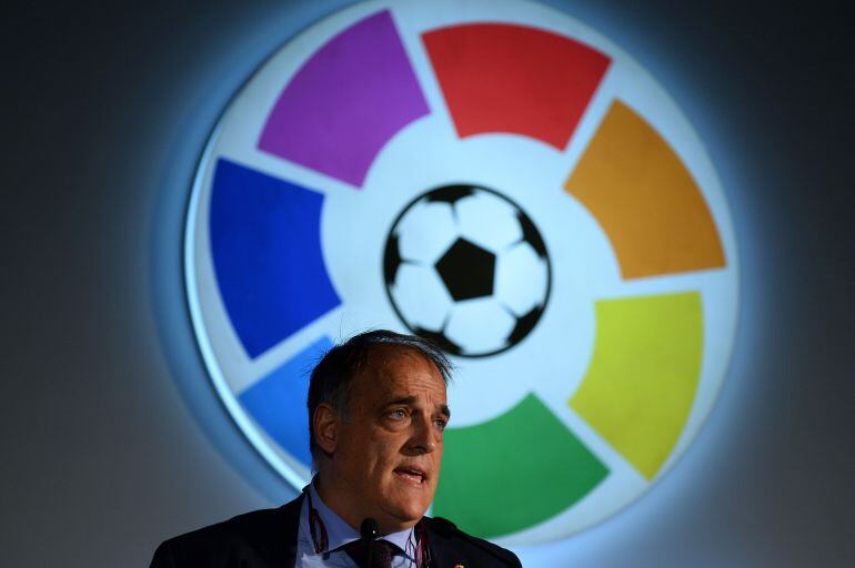 Javier Tebas, en un acto de la Liga