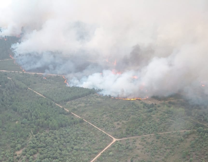 Imagen del incendio en la Sierra de la Culebra