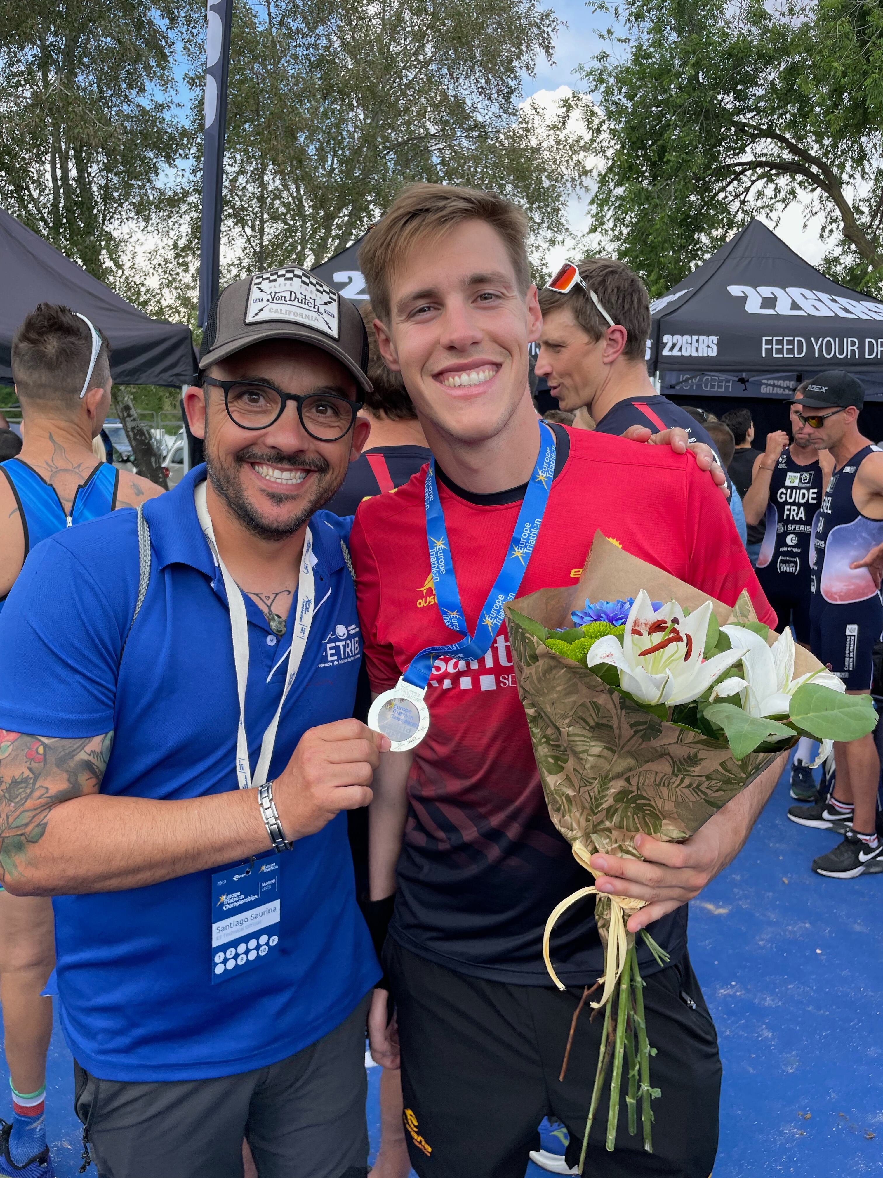 Els dos menorquins que van ser presents a l'Europeu de triatló disputat a Madrid.