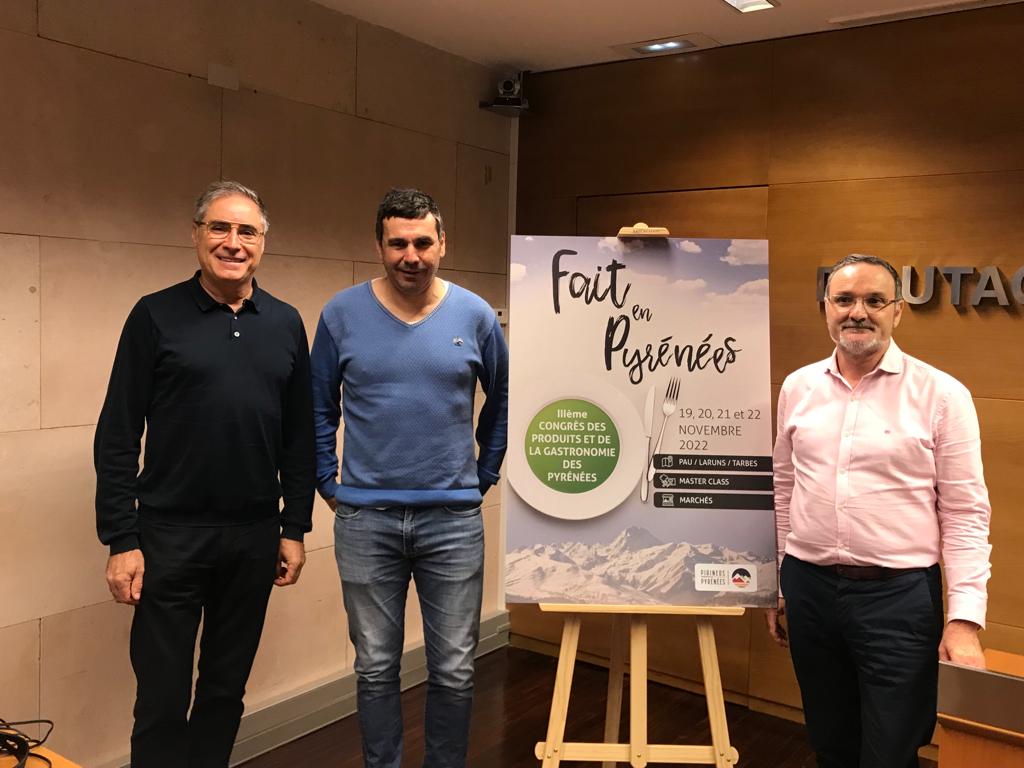 Carmelo Bosque, Fernando Sánchez y Pedro Salas en la presentación del Congreso Hecho en los Pirineos