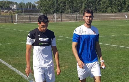 Albizua, junto a Víctor Cea, durante la pretemporada