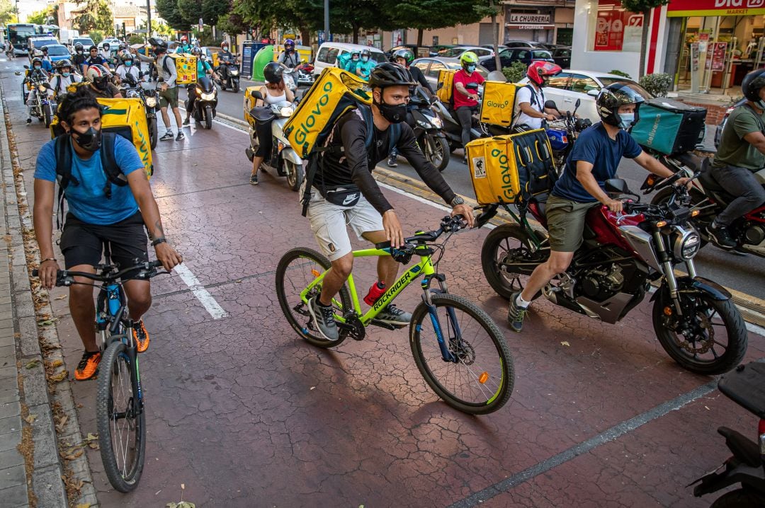 Imagen de archivo de una protesta de riders en Granada