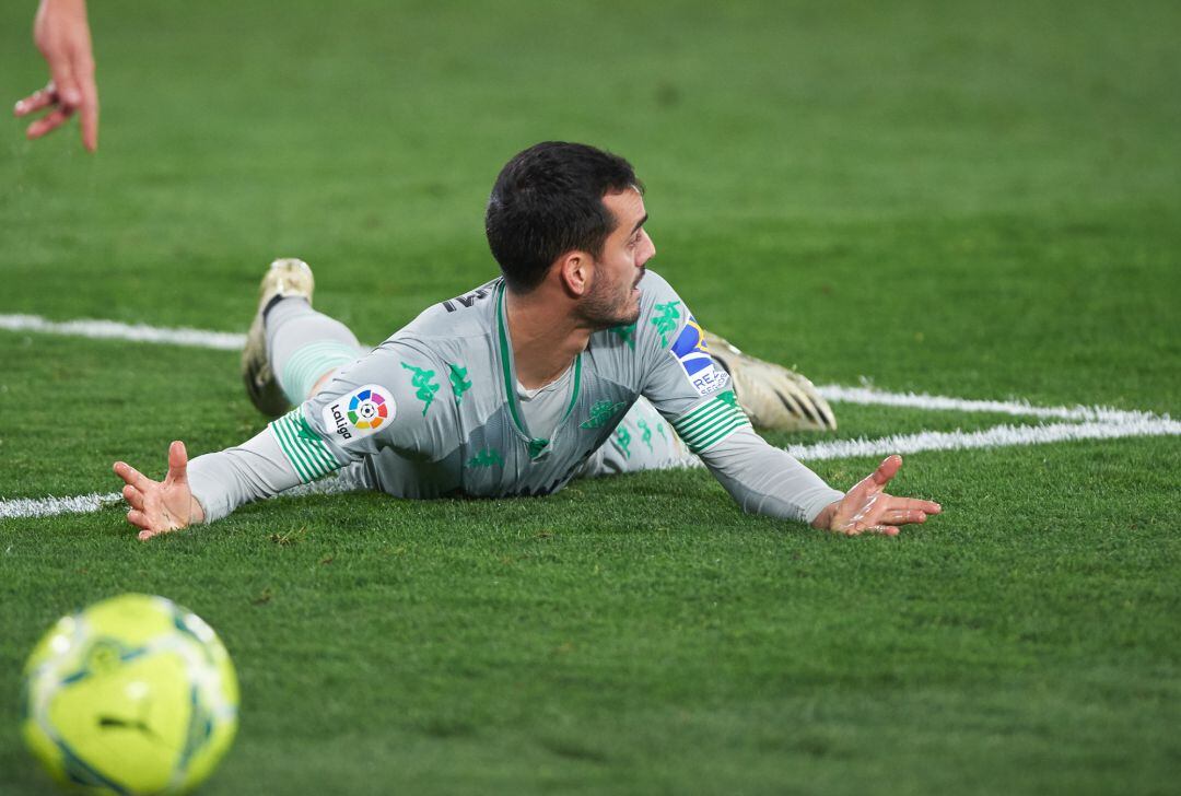 Juanmi Jimenez of Real Betis reacts during the La Liga Santander mach between Levante and Real Betis at Estadio Ciutat de Valencia on 29 December, 2020 in Valencia, Spain