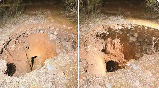 Socavones originados tras las lluvias recientes.