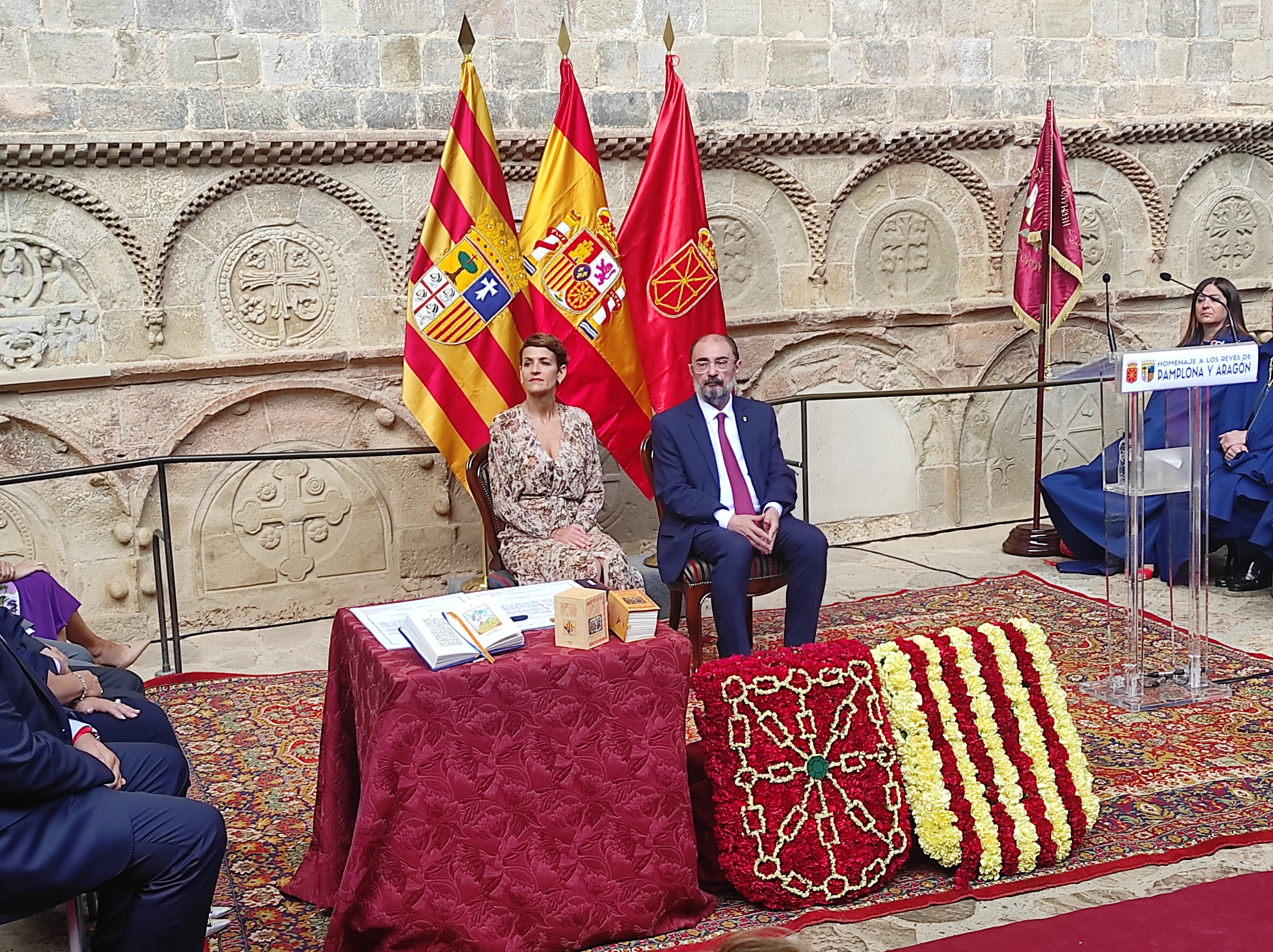 María Chivite y Javier Lambán en San Juan de la Peña