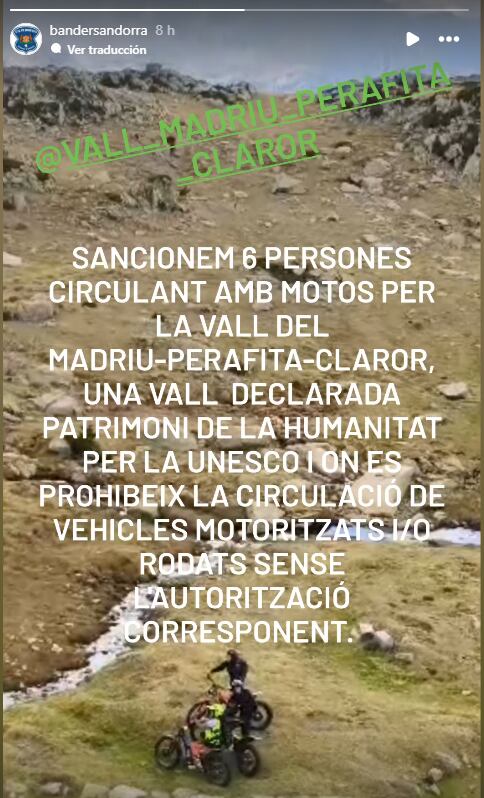 Imatge dels motoristes a la vall del Madriu