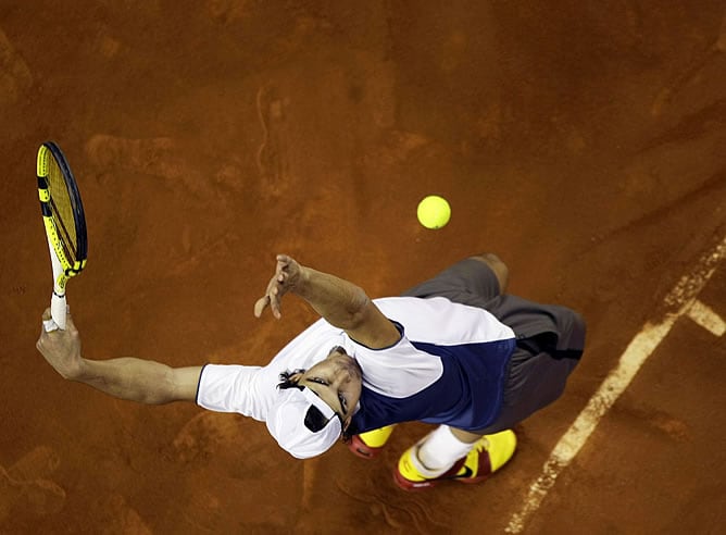 Rafa Nadal, durante un entrenamiento previo a la Davis