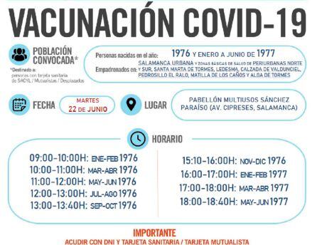 Información de la vacunación del martes en Salamanca capital