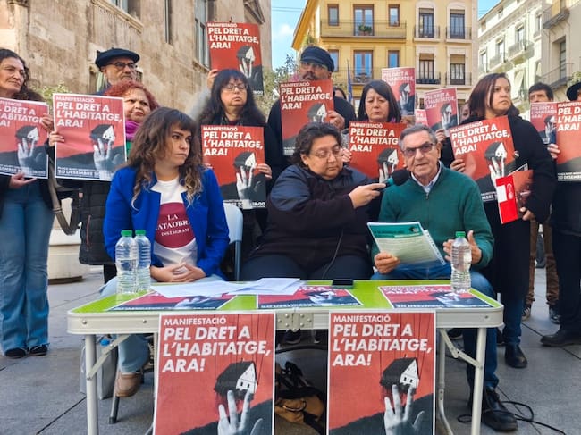 Presentación de la manifestación por el derecho a la vivienda el 20 de diciembre en València