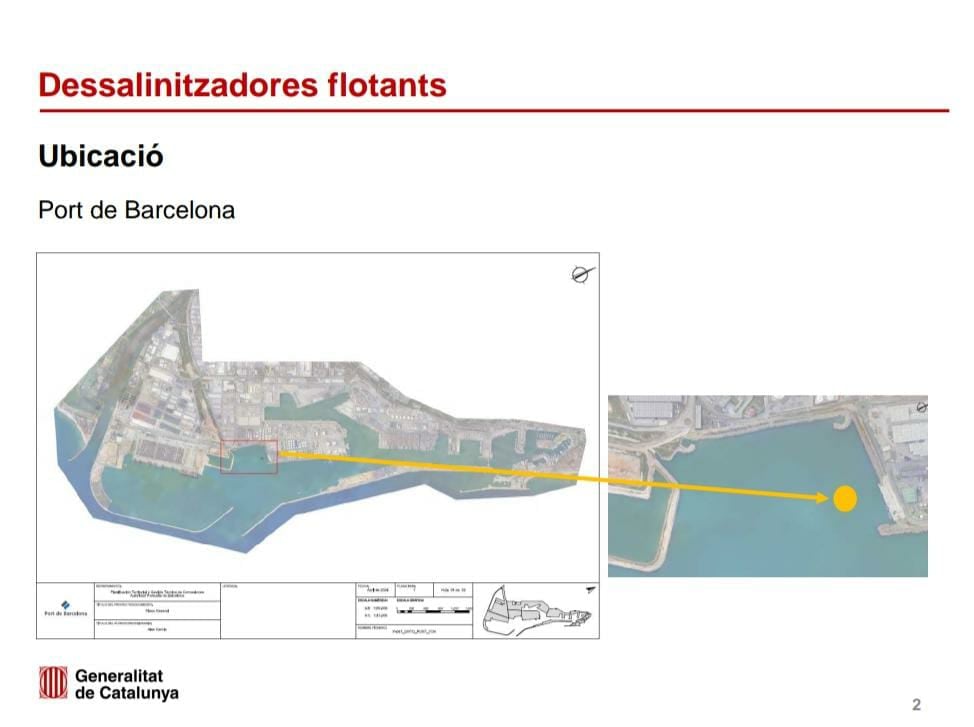 Mapa de la ubicació de la dessaladora flotant al Port de Barcelona / Font: Acció Climàtica