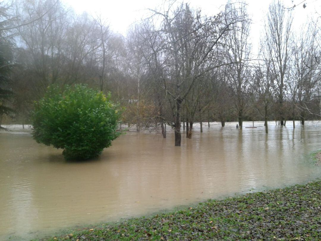 El río Arga junto al puente de Curtidores en Pamplona