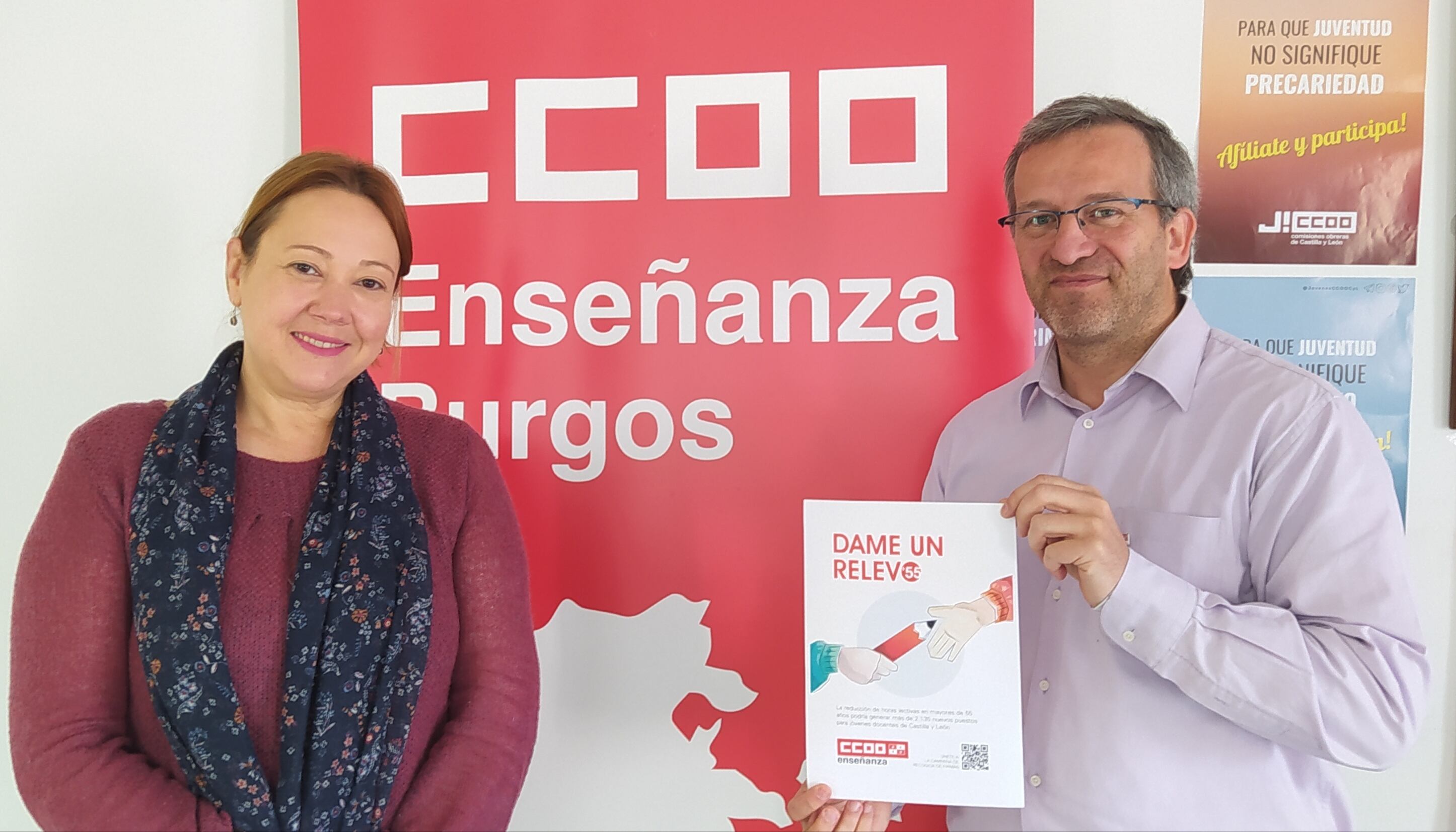 Susana Luengo y Jesús Moradillo de la Federación de Enseñanza de CCOO en Burgos