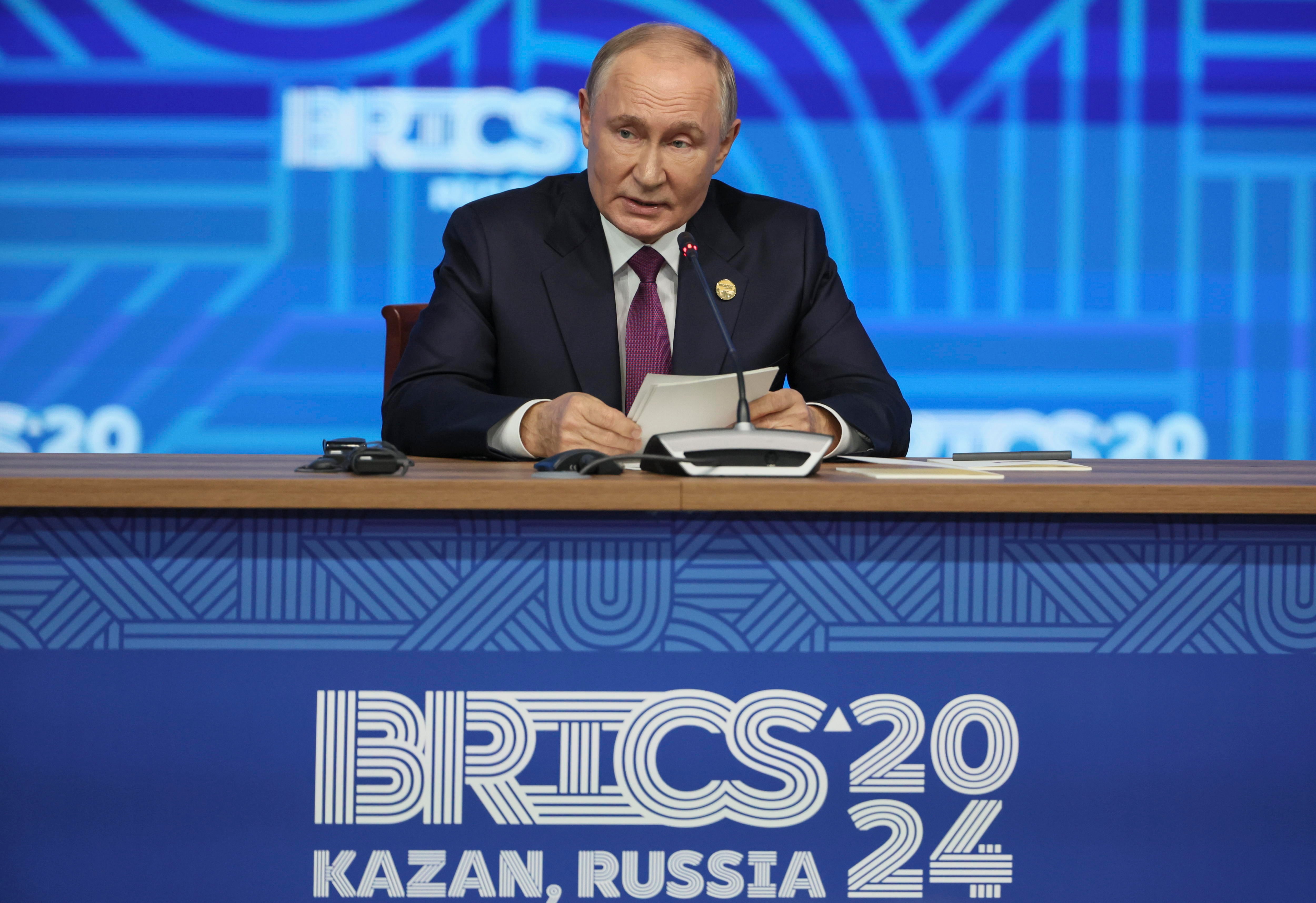 El presidente ruso, Vladimir Putin, durante la celebración de la cumbre de los BRICS