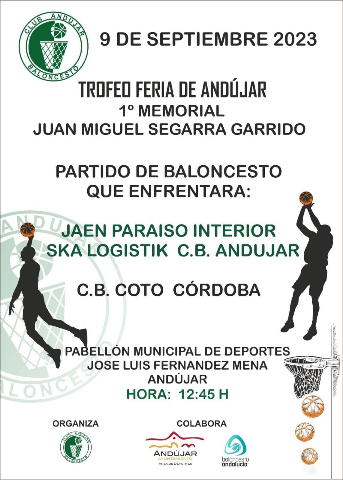 Cartel anunciador del encuentro de baloncesto &#039;I Memorial Juan Miguel Segarra&#039;.