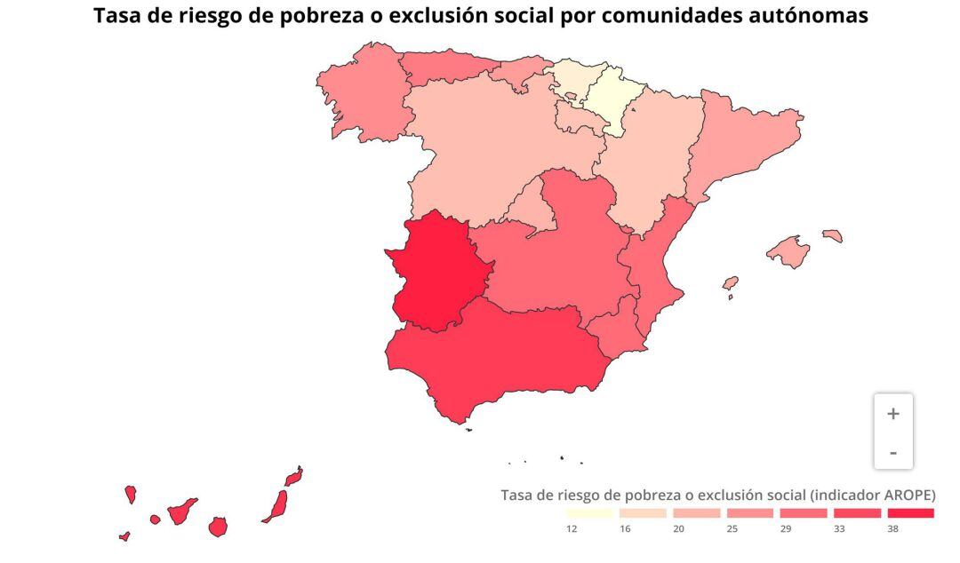 15-07-2021 Tasa de riesgo de pobreza por comunidades autónomas SOCIEDAD
 EPDATA
 