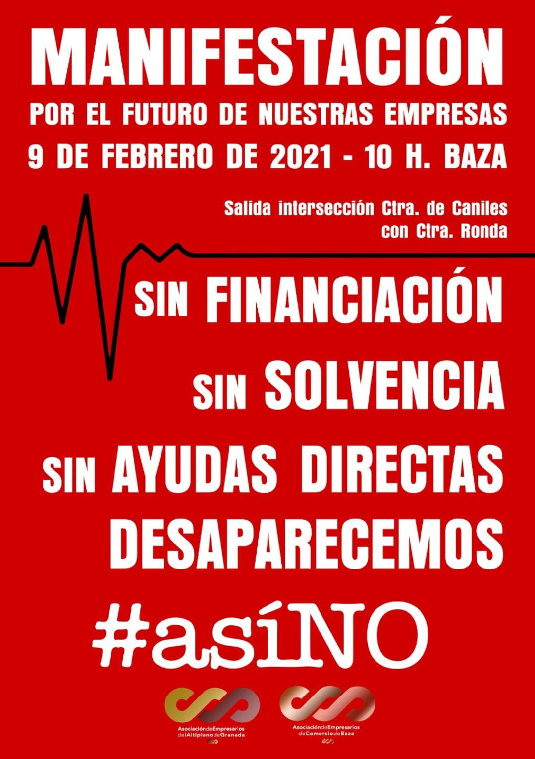 Cartel de la convocatoria de la manifestación de los empresarios bastetanos para el 9 de febrero de 2021 