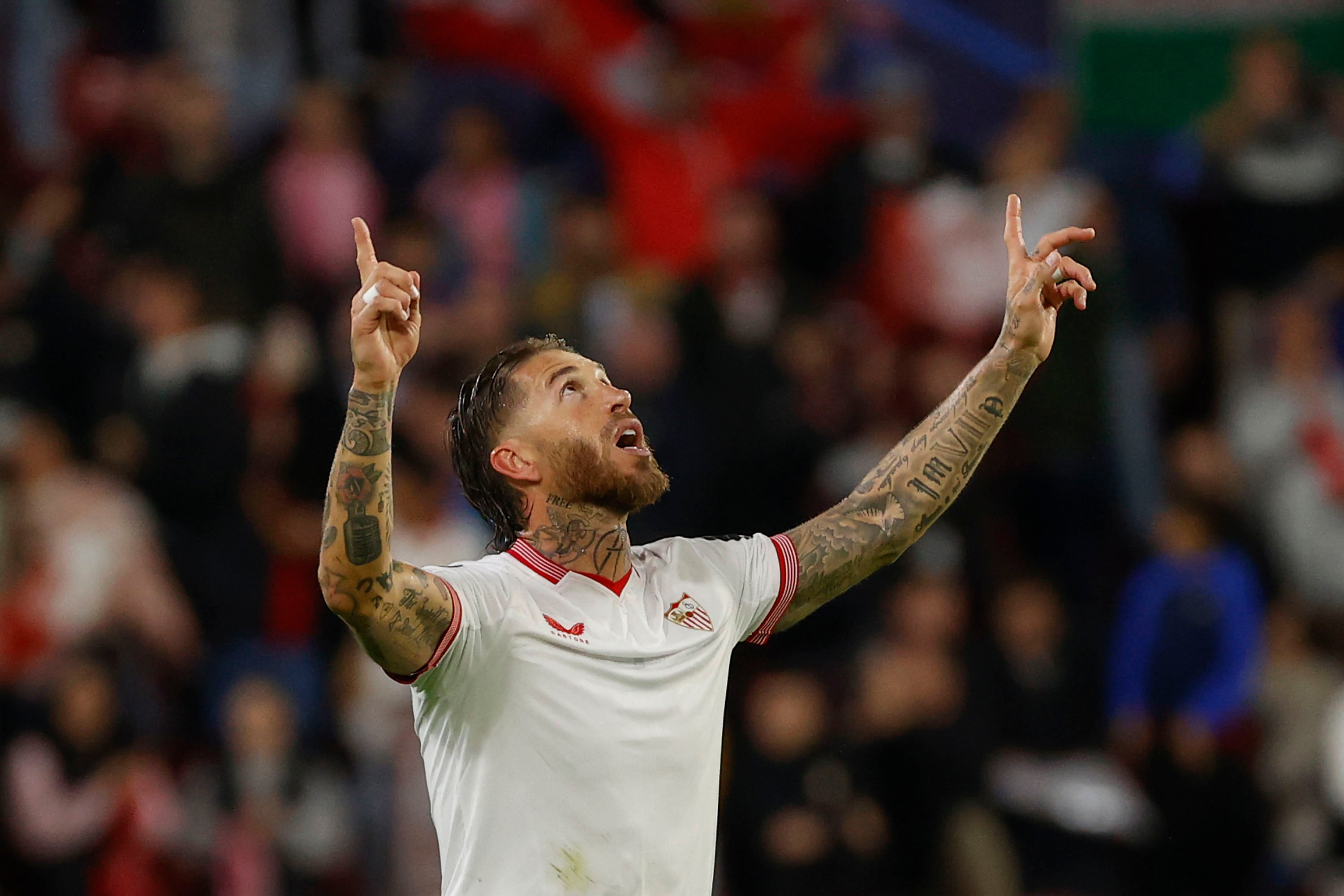 Sergio Ramos durante un encuentro con el Sevilla