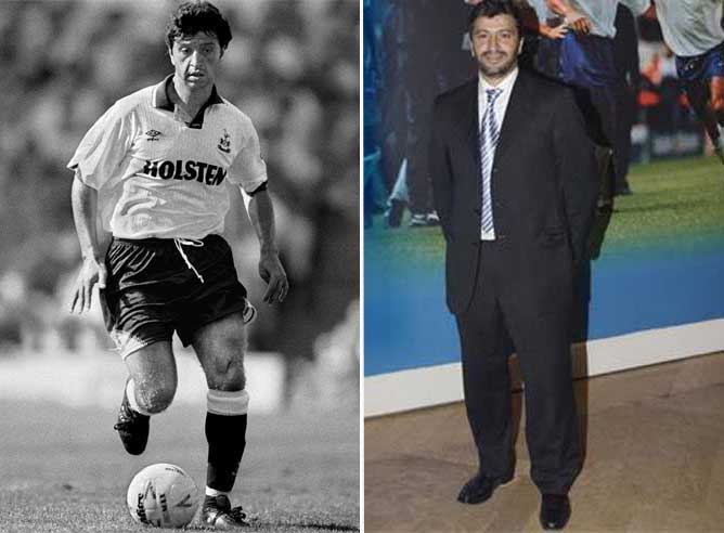 A la izquierda, Nayim en su etapa en Inglaterra, en el Tottenham; a la derecha, una foto actual del ex futbolista ceutí.