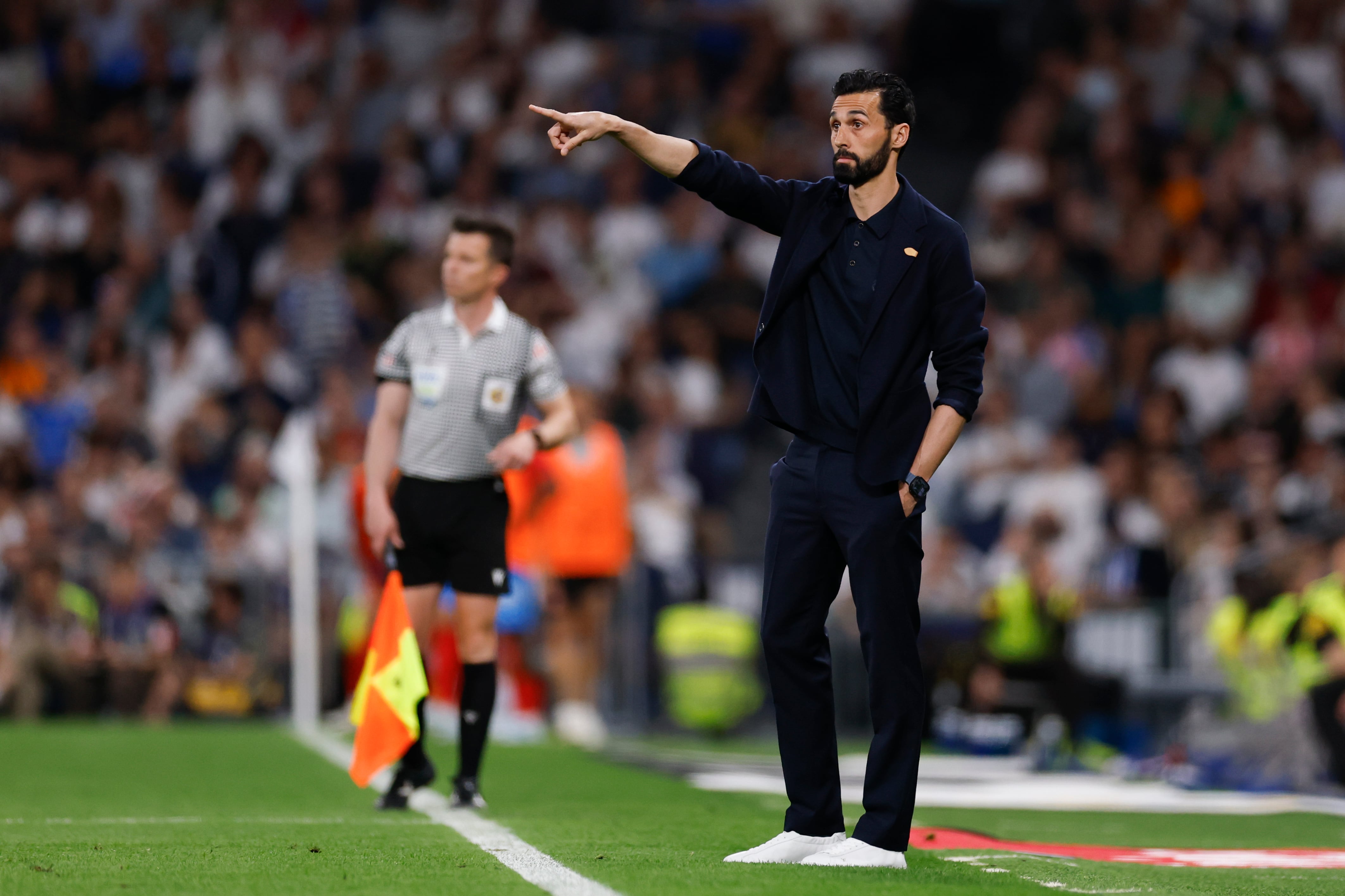 MADRID, SPAIN - APRIL 10: Real Madrid head coach Álvaro Arbeloa during the LaLiga EA Sports match between Real Madrid CF and Girona FC at Estadio Santiago Bernabeu on April 10, 2026 in Madrid, Spain. (Photo by Maria Jimenez/Real Madrid via Getty Images)