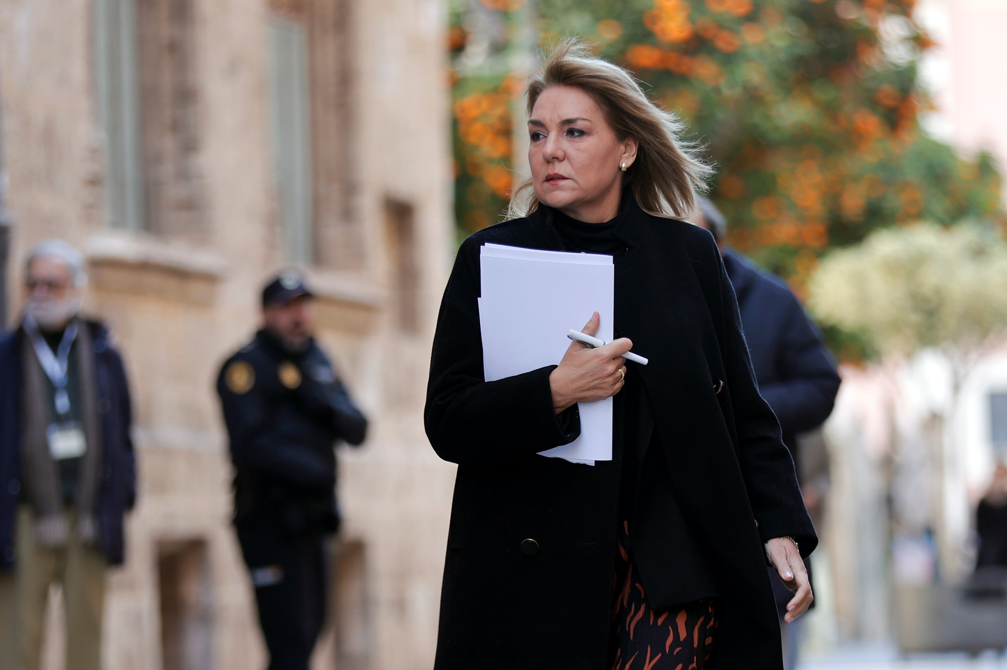 Susana Camarero, a su llegada a la rueda de prensa posterior al pleno del Gobierno valenciano