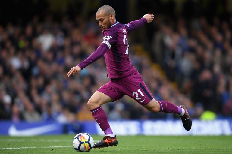 David Silva durante un encuentro con el Manchester City