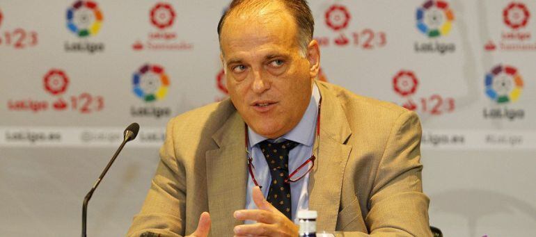 Javier Tebas, en la presentación de Estudio Soccerex Transfer Review