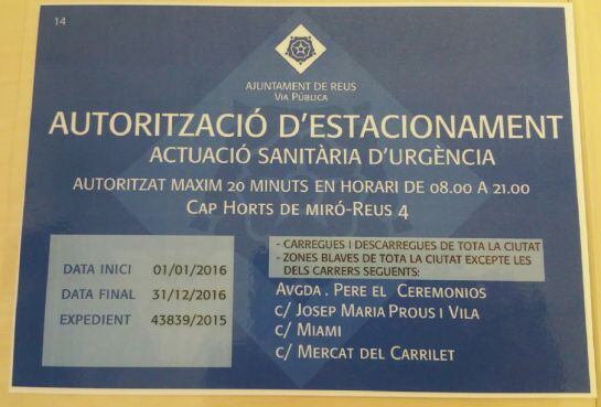 La targeta que tenen els treballadors a Reus.