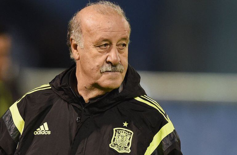 VIGO, SPAIN - NOVEMBER 17:  Head coach Vicente del Bosque of Spain looks on during a training session ahead of their International Friendly with Germany at Estadio Balaidos on November 17, 2014 in Vigo, Spain.  (Photo by Matthias Hangst/Bongarts/Getty Ima