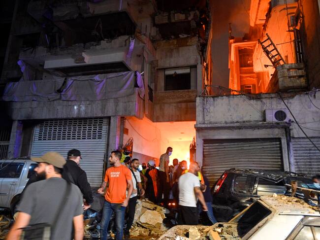 Imagen de uno de los edificios afectado por los bombardeos israelíes sobre el centro de Beirut