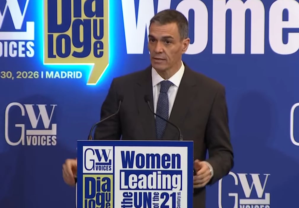 El presidente del Gobierno, Pedro Sánchez, en el foro 'Mujeres liderando la ONU del siglo XXI'.