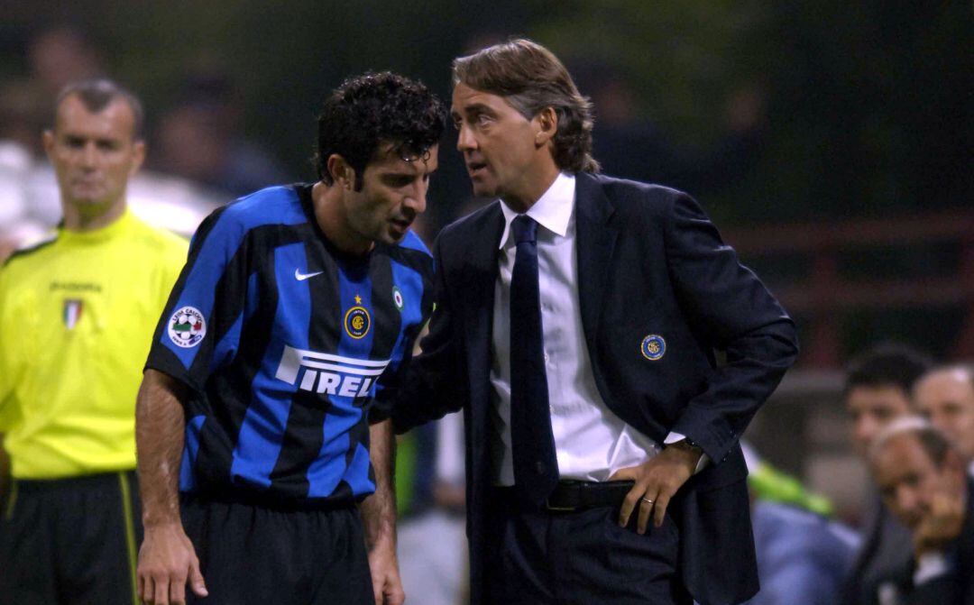 Luis Figo y Roberto Mancini. 