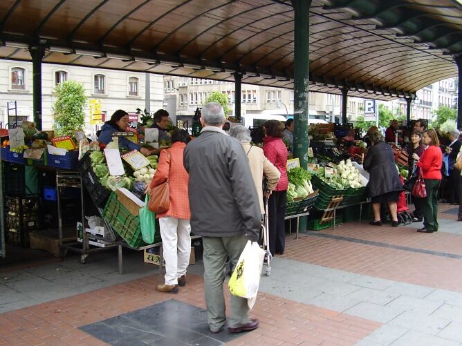 Puestos de fruta en la Plaza de España