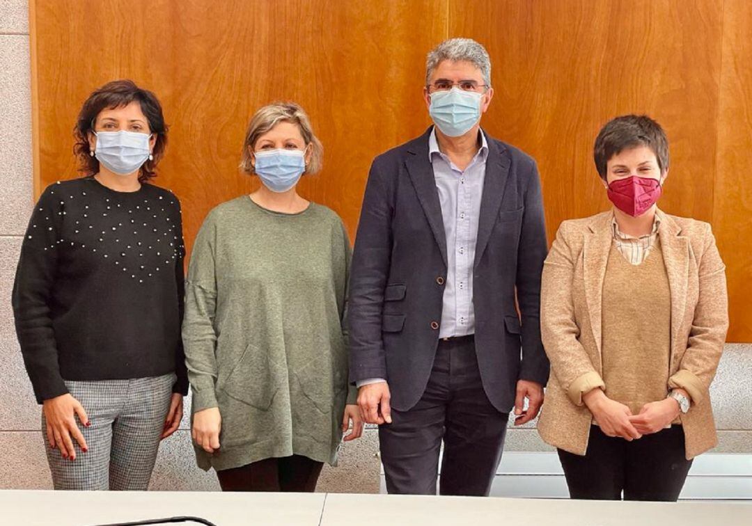 Sandra González, alcaldesa de Tomiño; Yolanda Rodríguez, teniente de alcalde de Tui; Antonio Lomba, alcalde de A Guarda, y Ánxela Fernández, alcaldesa de O Rosal.