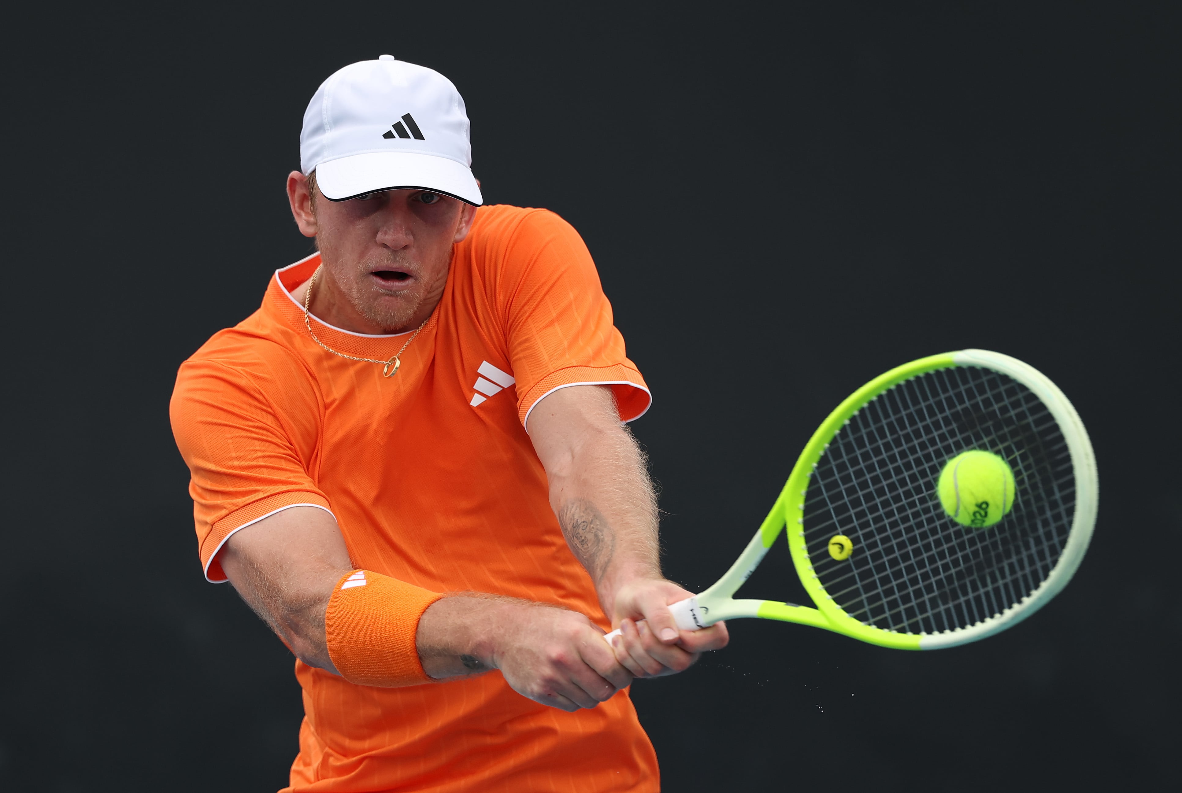 Alejandro Davidovich, durante su partido ante Misolic en el Open de Australia