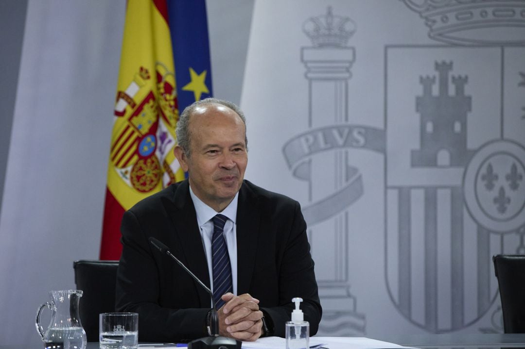 El ministro de Justicia, Juan Carlos Campo, durante la rueda de prensa posterior al Consejo de Ministros, este martes.