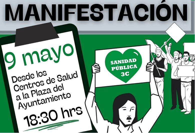 Imagen de la manifestación convocada este 9 de mayo en Tres Cantos reclamando la reapertura de los SUAPs