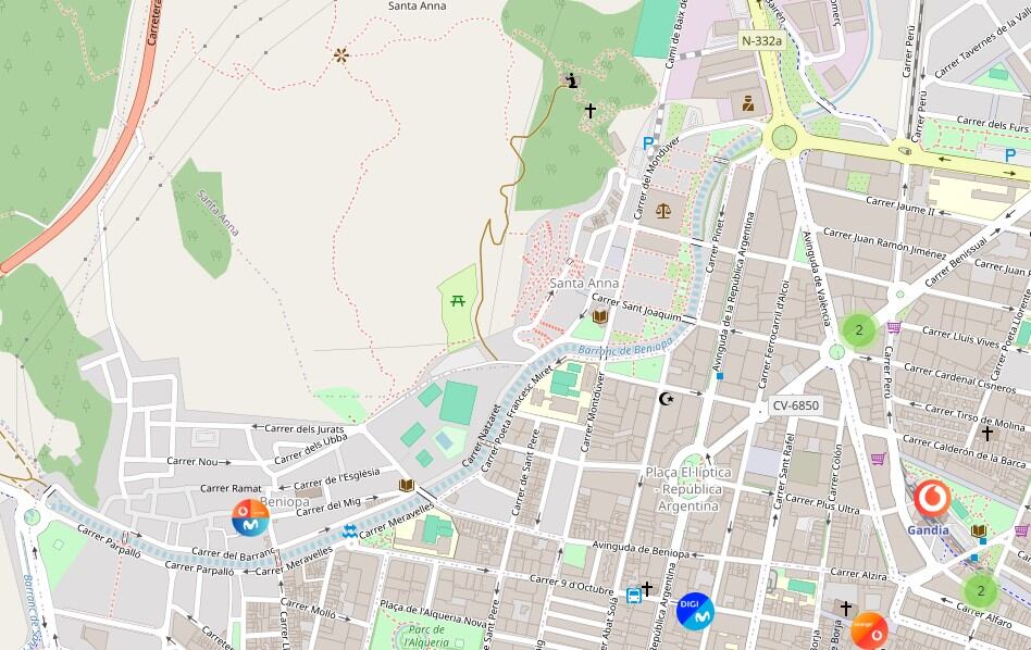 Los repetidores más próximos se sitúan en Beniopa y la plaza Elíptica.