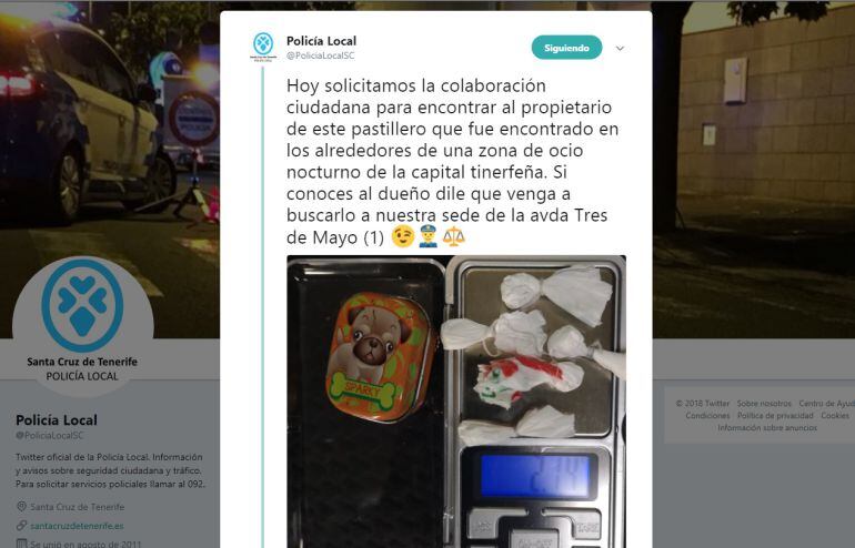 La policía quiere "conocer" al dueño de este pastillero