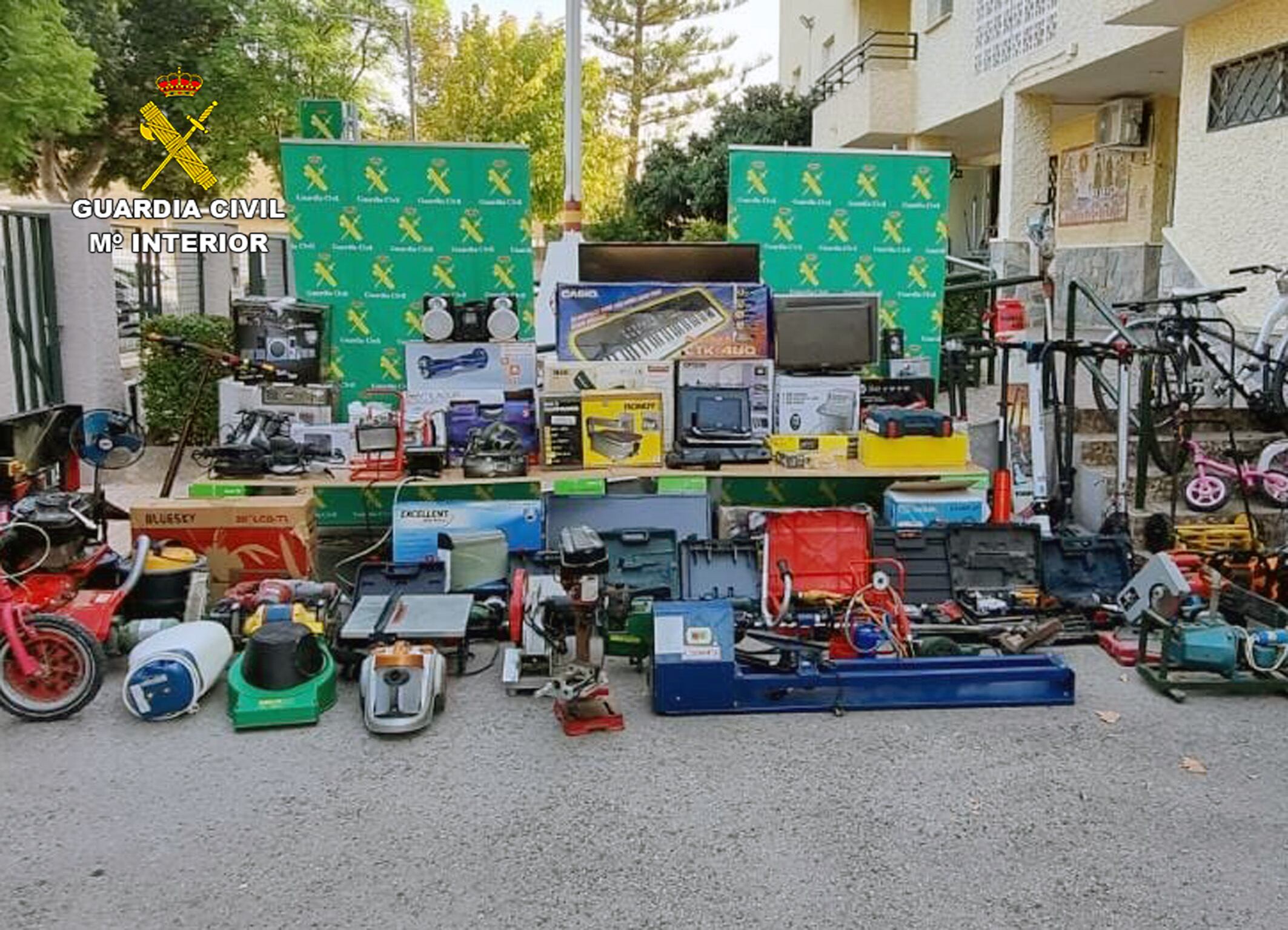 Objetos incautados a los ladrones de viviendas