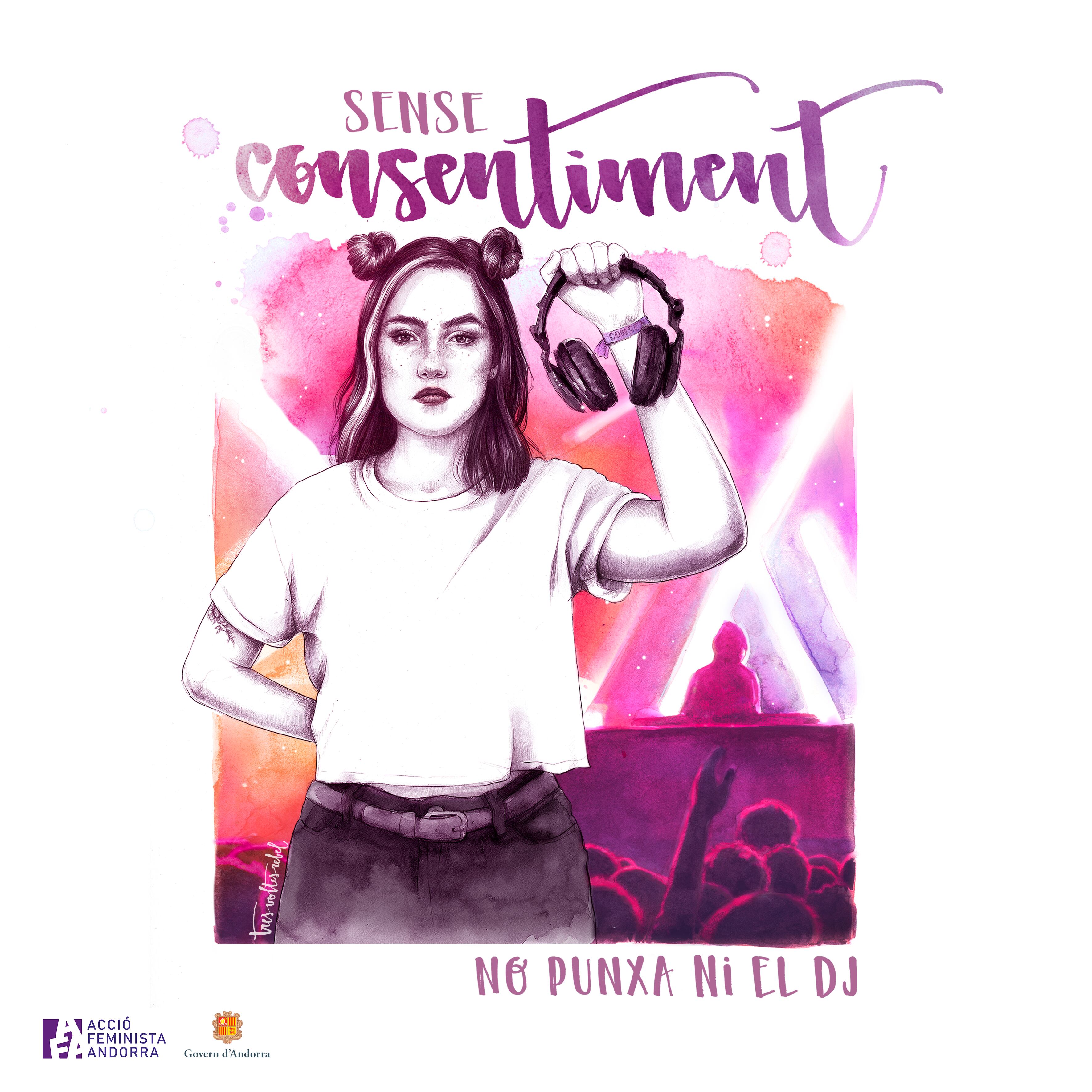 Cartell d'Acció Feminista per a les festes majors.