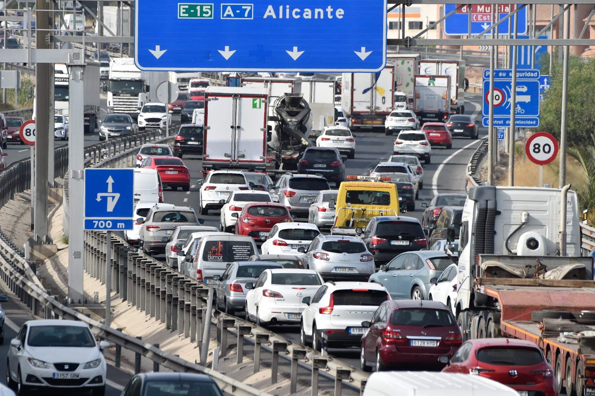 Foto Archivo-TRAFICO A7 NUDO CON A30 DE ESPINARDO MURCIA