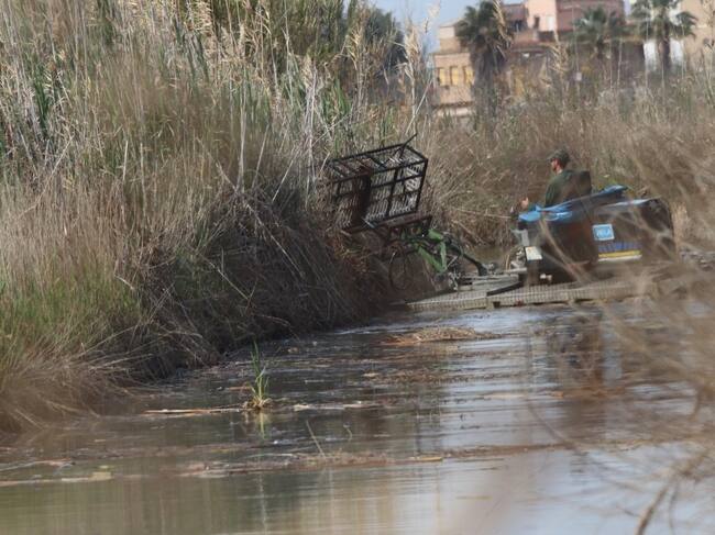 Máquina dragando l'Albufera