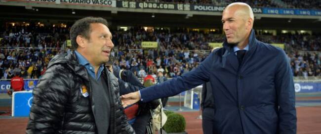 Zidane saluda a Eusebio en Anoeta