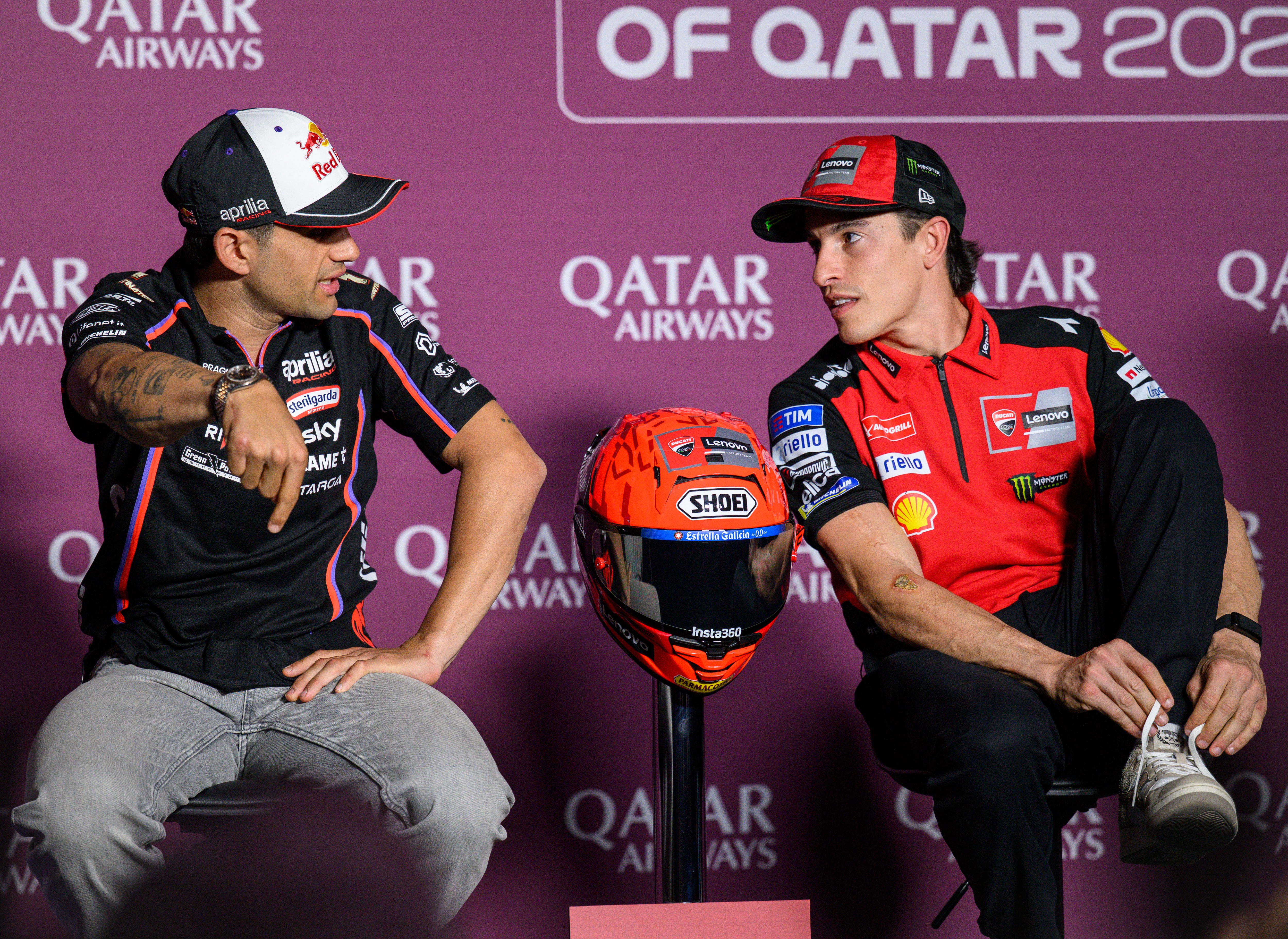 Jorge Martin y Marc Márquez en la rueda de prensa previa al GP de Catar