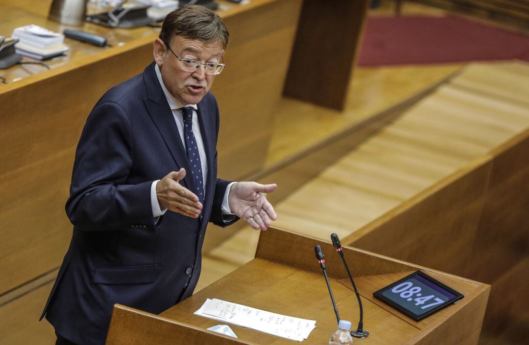 El presidente de la Generalitat valenciana, Ximo Puig, en imagen de archivo en la tribuna de Les Corts